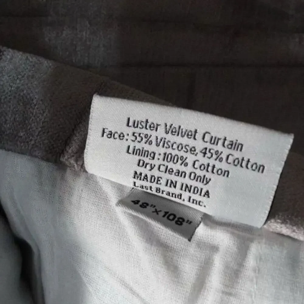 New Quince Luster Velvet Cotton Lined Curtain Silver 48x108 Rod/Pole 1785-I